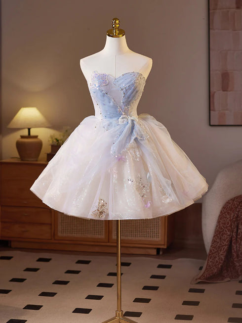 Cute Tulle Short Sweetheart Off Shoulder Party Dress, Tulle Homecoming Dress